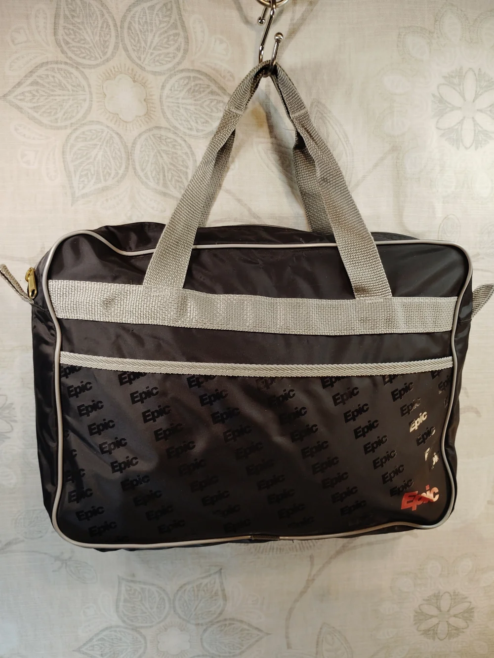 Black Laptop Bag with Light Gray Handles